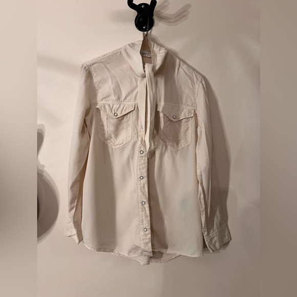 Zara Denim Shirt with Tie Collar - Picture 2 of 6